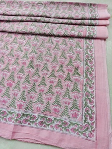 Sarong en coton 100% bio à imprimé floral, fait main, imprimé au bloc indien, paréo de plage avec détails travaillés, pour femmes, à porter sur la plage - Product Image 4