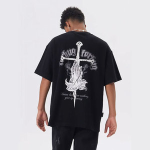 Camiseta Gráfica Vintage Lavada Estilo Urbano Oversize, Camiseta Gráfica de Estética Oscura para Hombre, Camiseta Casual de Moda Urbana - Product Image 6