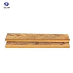 Set 2 of Herringbone Acacia <b>Wood</b> <b>Floating</b> <b>Shelf</b> for Living Room & Kitchen - Product Image 4
