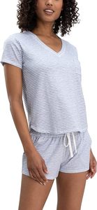 High Stretchable Short Sleeve Women's Casual & loungewear <b>Twin</b> <b>Set</b> Good Quality V-Neck Short Sleeve T-Shirts & Shorts <b>Sets</b> - Product Image 6