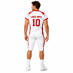 High Quality Men Custom American Football Uniform Practice Wear White Red Sublimation Print Breathable Polyester Adult Unisex - Product Image 4