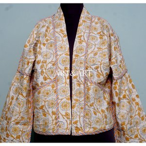 Chaqueta Kantha vintage de la mejor calidad con estampado serigrafiado, chaqueta de algodón tejida unisex, hecha a mano, sostenible y transpirable para otoño. - Product Image 2