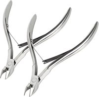 Lot de 2 pinces à cuticules classiques luxueuses en acier inoxydable courbé, à double ressort, outils de manucure et pédicure, ouverture large pour les doigts