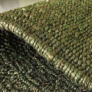 Tapis tressé en sisal fait main vert foncé rectangulaire antidérapant à poils plats avec support en jute pour salon - Product Image 6