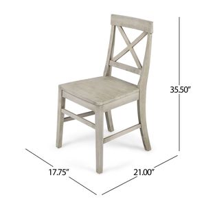 Set di 2 sedie da pranzo Roshan Farmhouse in legno di acacia grigio chiaro - Product Image 4