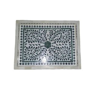 Plateau en os vert fait main avec incrustations : motif floral par PERFECT ENTERPRISES - Product Image 1