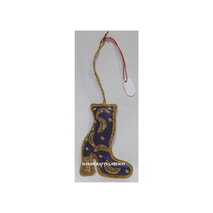 Forma de flor hecho a mano Zari bordado árbol de Navidad adorno colgante Material de tela con cuentas trabajo usado Festival fiesta Decoración - Product Image 4
