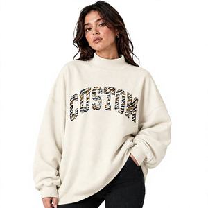 Servicio OEM/ODM al por mayor: Sudadera de cuello alto ligera y extragrande para mujer, con hombros caídos, de tejido de punto polar. - Product Image 1