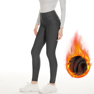 Leggings d'équitation taille haute pour femme, couleur unie, coupe ajustée avec poches et fermeture éclair, pantalon d'entraînement - Product Image 2