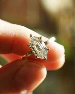 Anillo solitario de diamante cultivado en laboratorio certificado por IGI de 2.02 quilates, corte marquesa hexagonal holandés, para mujer, oro sólido de 14 quilates, para sorpresa nupcial - Product Image 4