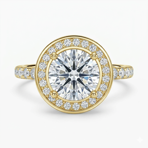 แหวนหมั้นมอสซาไนต์ทรงคลาสสิกแบบซ้อนสองชั้น ประดับเพชรโมอิสซาไนต์ทรงกลม ดีไซน์หรูหรา ชุบทองคำขาว 10K โรเดียมเคลือบ - Product Image 1