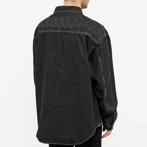 Chemises en jean délavé décontractées pour hommes, couleur unie, manches longues, col rabattu, boutonnées, 100 % coton, pour toutes les saisons - Product Image 3
