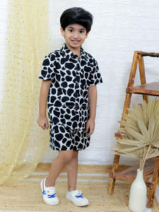 Ensemble de vêtements pour garçons en coton de haute qualité pour enfants de 1 à 12 ans décontracté à manches courtes solide motif léopard chemise ODM Supply - Product Image 5