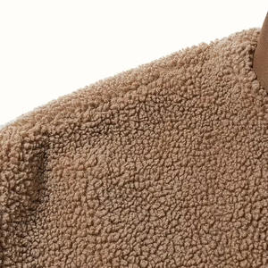 Veste en polaire sherpa marron, coupe ample, manches longues, fermeture éclair intégrale, coupe-vent, col montant, doublure sherpa - Product Image 6