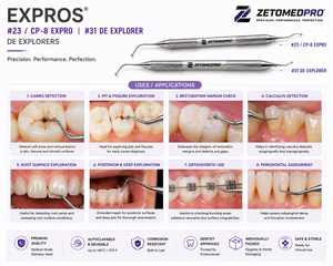 Expros # Explorador Dental de Doble Punta 23/CP-8 Explorer # Zetomed Pro de Acero Inoxidable 31 - Product Image 2