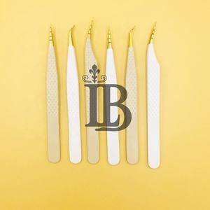 Pinzas de alta demanda con revestimiento color melocotón, estilo de punta recortada, con logo, las más vendidas, de acero inoxidable - Product Image 2