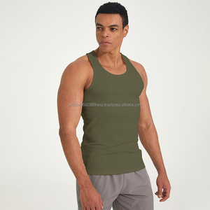Men Bodybuilding OEM Compression Muscle Gym Workout Tank Top Fitness Mens Knit Ribbed Polyester Tank Top Sports Vest - Product Image 2