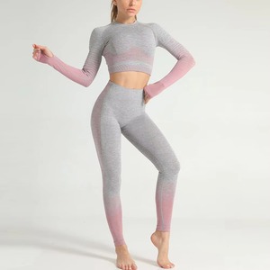 Conjunto de 2 Piezas de Ropa Deportiva para Mujer, Pantalones de Yoga para Gimnasio, Fitness, Ejercicio, Ropa Deportiva Activa sin Costuras, Conjunto de Yoga para Gimnasio - Product Image 1