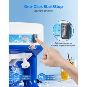 Tritaghiaccio Elettrico Commerciale da 286 libbre/ora, con Contenitore da 2L, 250W, 1500 RPM, Macchina da Tavolo per Ghiaccio Tritato e Granita - Product Image 5