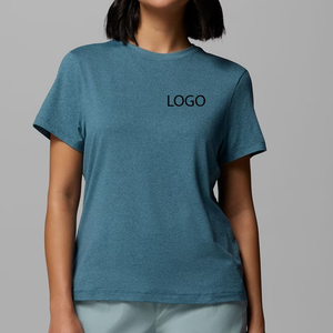 T-shirt classique en coton pour femme, col rond, manches courtes, avec logo, design élégant, vêtement décontracté pour les acheteurs en gros, OEM 2026 - Product Image 1