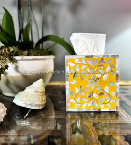 Caja de pañuelos hecha a mano con incrustaciones de nácar, soporte rectangular decorativo para baño, sala de estar, oficina, hotel - Product Image 3