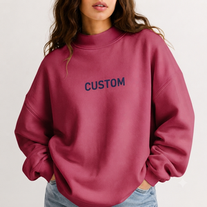 Sweat-shirt en coton ample et décontracté pour femme EASE WEAR FACTORY, col montant, tissu doux, manches longues, tenue décontractée pour tous les jours - Product Image 1
