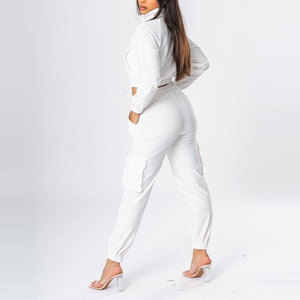 Womens Custom Cargo Jacket Trousers <b>Set</b> Multi Pocket Utility Two Piece Casual Streetwear Fashion Outfit OEM Manufacturer - Product Image 3