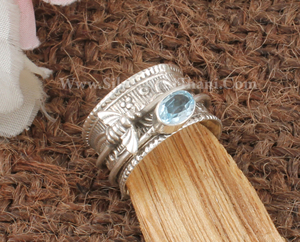 Anillo de Abeja con Topacio Azul Natural al por Mayor, Plata de Ley 925 con Engaste de Bisel, Diseño de Insecto, Joyería Clásica de Noviembre - Product Image 6