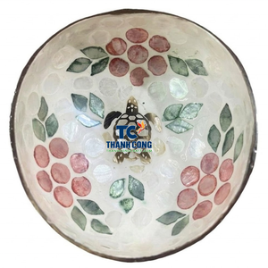 <b>Cheap</b> Mother of Pearl COCONUT BOWL Vietnam Factory Low MOQ Shell Inlay Bowl Souvenir <b>Gift</b> Wholesale Bulk Discount Price - Product Image 1