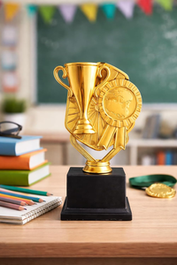 Golden Metal Body Finish with Black Winner Award <b>Engraving</b> Lightweight Durable <b>Trophy</b> Annual Day Sports Academic Achievements - Product Image 3