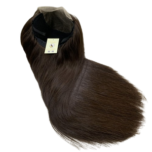 Peluca de Cabello Humano Transparente Vietnamita, Peluca con Malla Frontal Personalizada, Marrón Blanqueado, Cutículas Completas Alineadas, Recto, 5x5 HD - Product Image 1