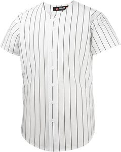 Camiseta Deportiva ZALER Blanca con Rayas Finas, Manga Corta, Cierre de Botones, Material de Algodón - Product Image 1