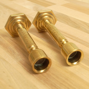 Vintage Solid <b>Brass</b> Small Candle Holder Pair Hexagon Base Decorative <b>Brass</b> <b>Candlestick</b> Stands Compact Taper Candle Holders - Product Image 5