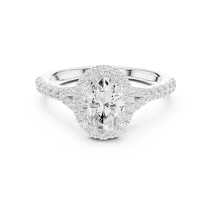 Anillo de halo con diamante ovalado creado en laboratorio, banda unisex de oro macizo, anillo de lujo para compromiso, boda o aniversario, para hombres y mujeres - Product Image 3