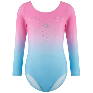 Nouveau design, justaucorps de gymnastique pour filles de haute qualité, personnalisé, en spandex, à manches longues, avec strass, service OEM - Product Image 1