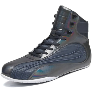 Zapatos de Boxeo con Cordones, de Cuero Negro y PVC, Transpirables, de Caña Alta, con Agarre para Todo Clima, Antideslizantes, con Logotipo Personalizado - Product Image 3