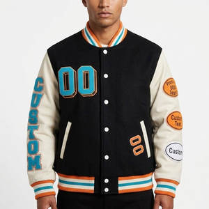 Custom Varsity <b>Jacket</b> Men Streetwear Letterman <b>Jacket</b> Embroidered Patch Bomber <b>Jacket</b> OEM Custom Logo Manufacturer - Product Image 1
