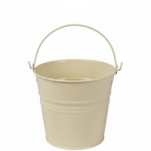 Cubo Metálico Crema con Asa de Alambre, Estilo Rústico, Maceta para Plantas de Jardín, Flores, Uso Decorativo, Cubos Vintage - Product Image 1