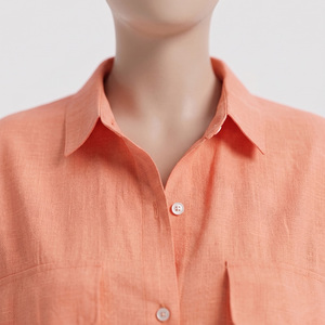 Nouveauté 2026 : Blouse brodée boutonnée pour femme grande taille, personnalisée, en coton, fibre de bambou et flanelle teinte en fil à carreaux, respirante pour le bureau - Product Image 3