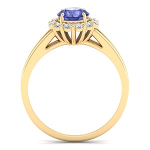 Anillo Halo con Gema de Tanzanita de Corte Brillante Redondo REYES de 0.84Ct, Alta Calidad, Oro de 14K, Certificado IGI, Joyería de Diamantes para Mujer - Product Image 4