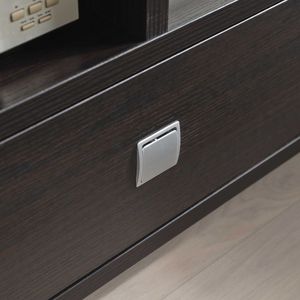 Modern Design TV <b>Stand</b> Cabinet with Curved Legs One Drawer Metal Glides Square Handle Divided <b>Shelf</b> and Two Cubbies - Product Image 2