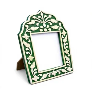 Cadre photo géométrique de luxe en os incrusté, fait main, support photo décoratif pour maison moderne, chambre, bureau et usage premium - Product Image 3