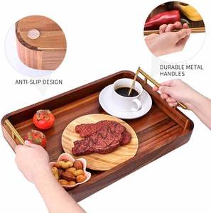 Rustic Ottoman Tray Decorative Tray with Nesting Stacking Design Wood Serving Tray with Handles for Kitchen Counter - Product Image 5