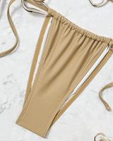 Ensemble de bikini à anneau métallique personnalisé OEM ODM pour femme, micro-string à nouer sur les côtés, maillot de bain deux pièces, taille, couleur, tissu et étiquette personnalisables