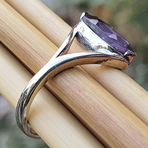Bague de réglage de lunette améthyste violette en argent Sterling 925 naturel de confiance Marquise Cut Unique à la mode plaqué or mariage/fiançailles - Product Image 5