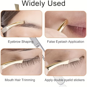 Curved Slanted Tip Gold-Plated Eyebrow Tweezers Luxury Precision Hair <b>Removal</b> <b>Tool</b> Durable Stainless Steel - Product Image 4