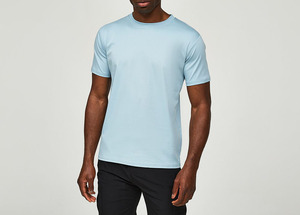 T-shirt à manches courtes pour homme, coupe classique, col rond, décontracté, en jersey de coton tricoté, couleur unie, respirant - Product Image 2
