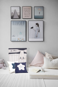 Anne Home - <b>Blue</b> Pillow White Star Set of 2 Decorative <b>Throw</b> Pillows for Sofa Home Decor 41.91Lx41.91Wx12.7H cm - Product Image 6