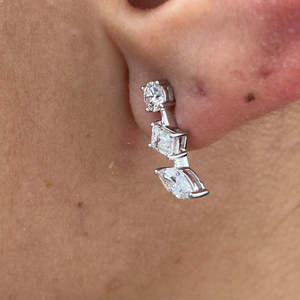 Pendientes de Diamantes Cultivados en Laboratorio con Múltiples Formas, Certificados por IGI, Corte Esmeralda, Marquesa y Redondo, Oro de 10K, 14K y 18K, Pendientes Finos para Mujer - Product Image 3