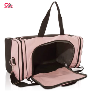 Customized Outdoor Sports Travel Duffel Bag 18in Black Pink Oxford Soft Shell Lightweight 30-40L Rectangular with Zipper Closure - Product Image 2